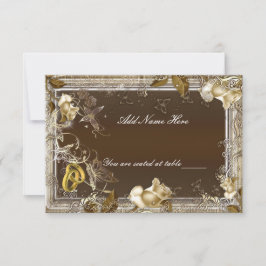 Cartão de lugar de mesa com Rosa Branca de Elegânc