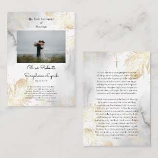 Cartão De Lugar Delicate Gold Roses Catholic Wedding Prayer Card