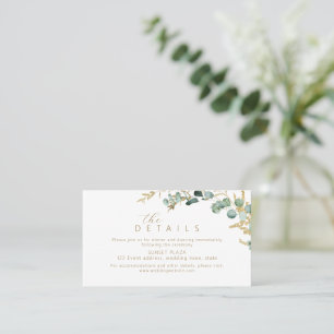 Cartão De Lugar Detalhes do Casamento Rustic eucalyptus gold green