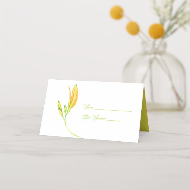 Cartão de lugar do nome do tronco amarelo e verde  (Frente)