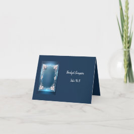 cartão de lugar do ornamentado deco de arte azul e