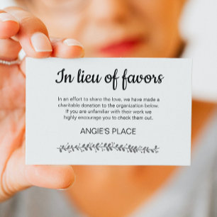 Cartão De Lugar Doação de Caridade com Mesa Número Casamento