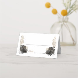 Cartão de lugar dobrado de Quinceañera preto e Dou