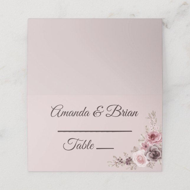 Cartão de Lugar Dobrado do Casamento Profundo Maro (Exterior/Desdobrado)