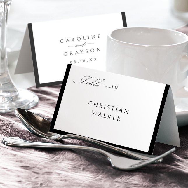 Cartão de lugar dobrável com tipografia simples e  (Simple Graceful Typography Foldable Place Card)