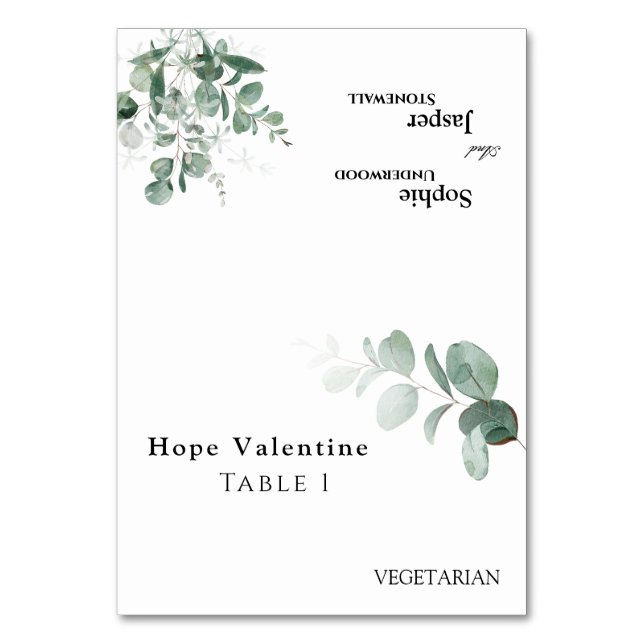 Cartão de Lugar dobrável para Casamento Branco Mod (Frente)