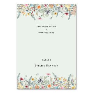 Cartão de lugar dobrável para casamento com hortel
