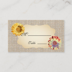 Cartão de Lugar Dourado Gerbera Daisy para Casamen