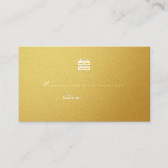 Cartão De Lugar Dupla Felicidade Lanterna Placas Sentadas de Casam (Frente)