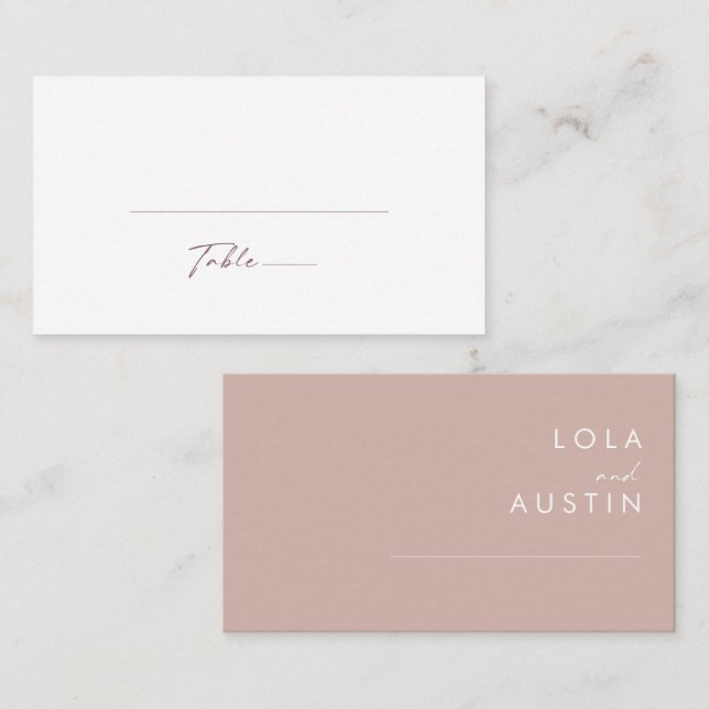 Cartão De Lugar Dusty Boho | Casamento plano Rosa e roxo (Frente/Verso)