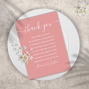 Cartão De Lugar Dusty Rose Script Agradecimento Casamento