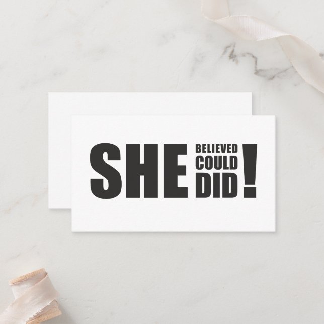 Cartão De Lugar Ela Acreditava Que Podia, Acreditava! (Frente/Verso In Situ)