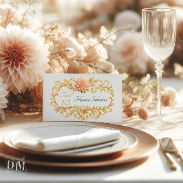 Cartão De Lugar Elegant Blush Dahlias Golden Script Wedding
