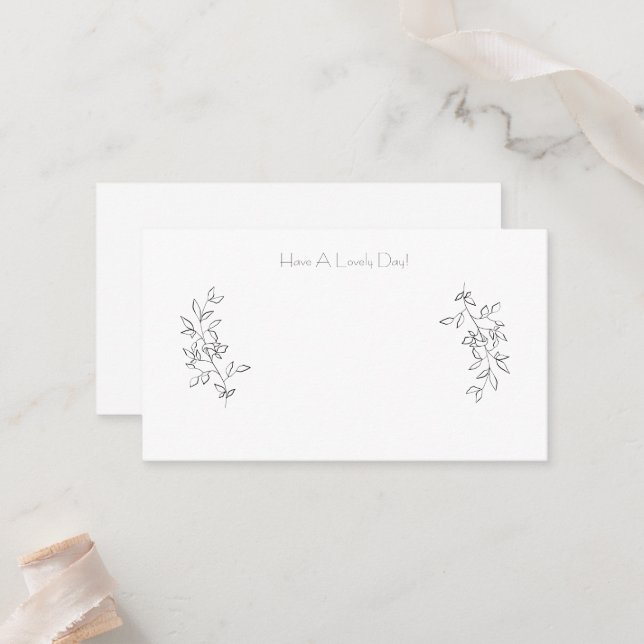 Cartão De Lugar Elegant Chic Black & White Botanical Leaves Cards (Frente/Verso In Situ)