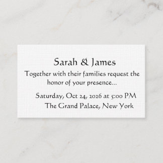Cartão De Lugar Elegant Minimalist Black and White Wedding Invitat