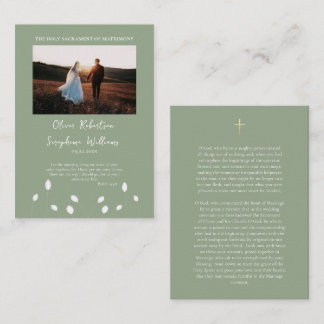 Cartão De Lugar Elegant Roman Catholic Wedding Photo Prayer Card