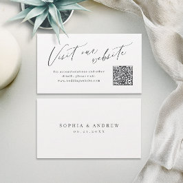 Cartão De Lugar Elegant script minimal QR code website Insert card