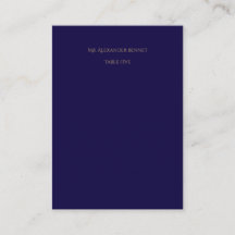 Cartão de lugar elegante azul-marinho