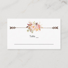 Cartão De Lugar Elegante Boho Watercolor Flowers Bohemian Floral