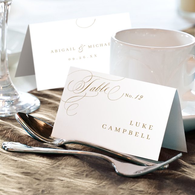 Cartão de lugar elegante dourado com caligrafia vi (Gold elegant classy calligraphy vintage Place Card)