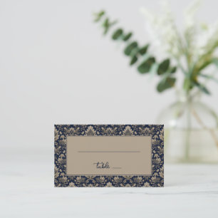 Cartão De Lugar Elegante Floral Azul-Marinho