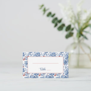 Cartão De Lugar Elegante Fronteira Floral Cobalto