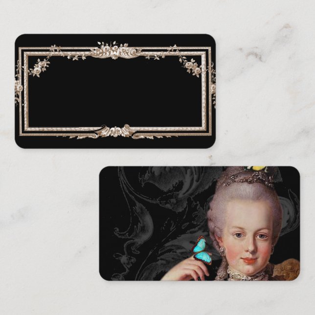 Cartão De Lugar Elegante Marie Antoinette em francês negro inspira (Frente/Verso)