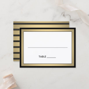 Cartão De Lugar Elegante Moderno Borda Preto & Dourado Grande Acom