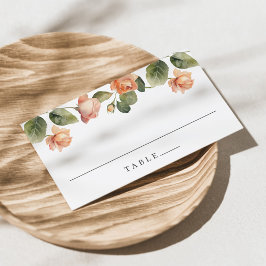 Cartão De Lugar Elegante Rosa de Pêssego para Casamento
