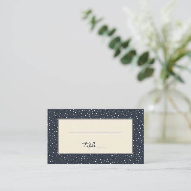 Cartão De Lugar Elegantes Pontos Navy (Em pé/Frente)