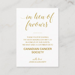 Cartão De Lugar Em Vez De Favorecer O Casamento Dourado De Donativ