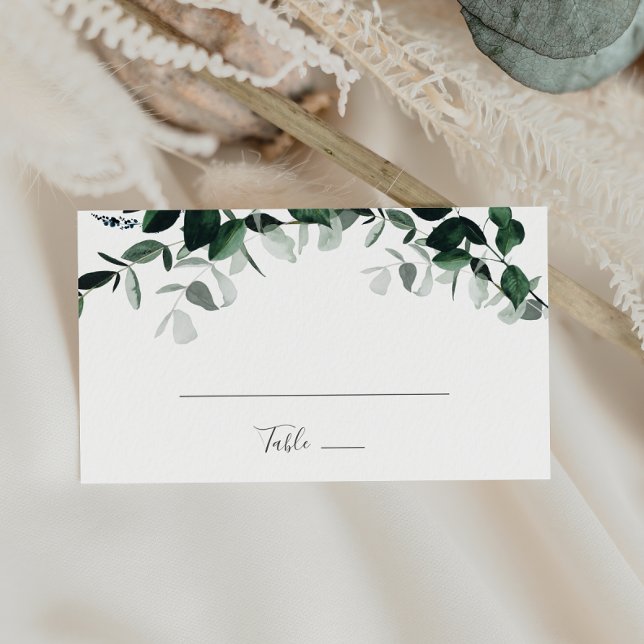 Cartão De Lugar Emerald Greenery Flat Wedding (Criador carregado)