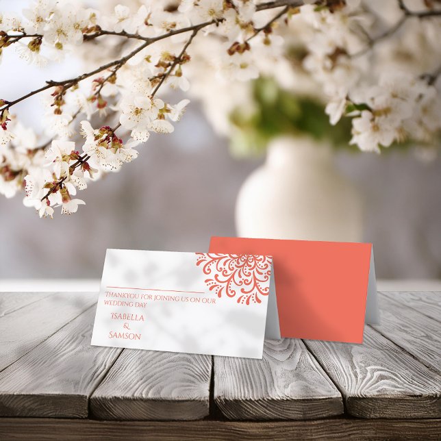 Cartão de Lugar Faroso Vermelho Laranja Whimsical (Criador carregado)