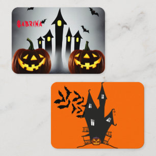 Cartão De Lugar Feliz Halloween Tratamentos Caveira de Abóbora Ass