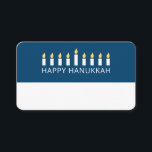 Cartão De Lugar Feliz Hanukkah| Saudação simples e moderna por vel<br><div class="desc">Esta é uma design simples,  minimalista e moderna dos Menorah ou dos castigos do templo.</div>