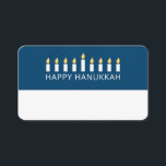 Cartão De Lugar Feliz Hanukkah| Saudação simples e moderna por vel<br><div class="desc">Esta é uma design simples,  minimalista e moderna dos Menorah ou dos castigos do templo.</div>