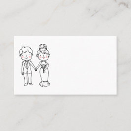 Cartão De Lugar Festa de casamento Branca Preta de Cartoon de Noiv