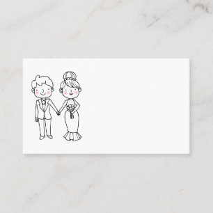 Cartão De Lugar Festa de casamento Branca Preta de Cartoon de Noiv