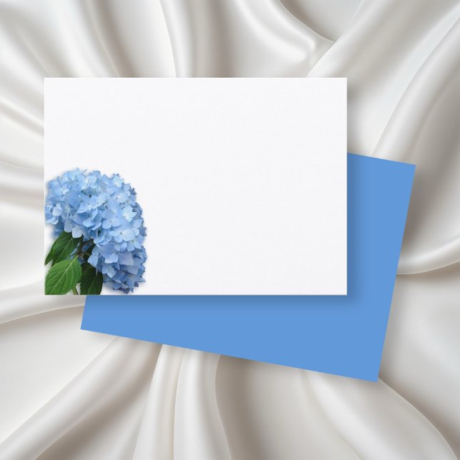 Cartão De Lugar Flor de Hortênsia Azul Céu Branco (Criador carregado)