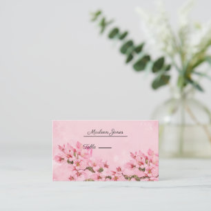 Cartão De Lugar Floral de Cerejeira Rosa