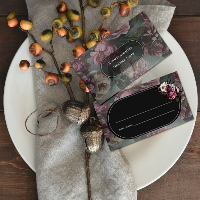 Cartão De Lugar Floral Escuro e Moody (Criador carregado)