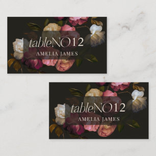 Cartão De Lugar Floral Mal-humorada Casamento Romântico Escuro Pre