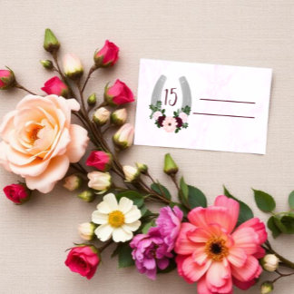 Cartão De Lugar Floral Ocidental Ferradura Quinceanera