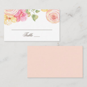 Cartão De Lugar Flores cor-de-água rosa. Casamento floral