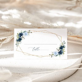 Cartão De Lugar Flores Navy, Flores Azuis, Boho, Casamento Floral