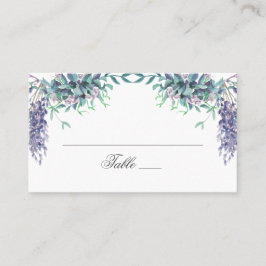 Cartão De Lugar Flores roxas. Casamento floral do jardim. Lavanda