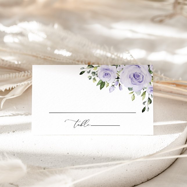 Cartão De Lugar Flores Roxas, Flores de Lilás, Casamento Floral (Criador carregado)