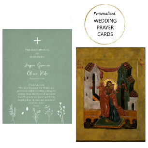 Cartão De Lugar Flores selvagens em Sage Background Weding Prayer 