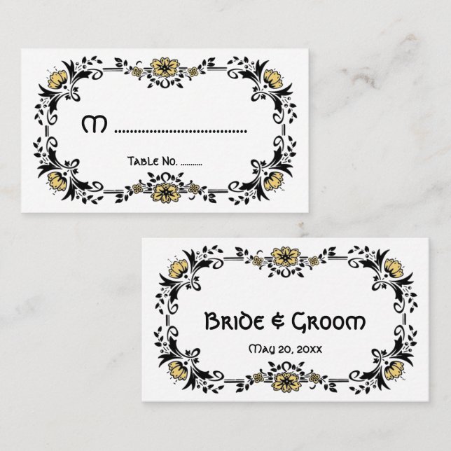 Cartão De Lugar Flores Vitorianas Antigas, Mesa De Casamento No (Frente/Verso)