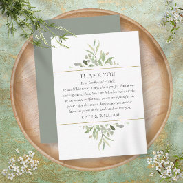 Cartão De Lugar Folhagem Elegante de Vegetação Obrigado Casamento